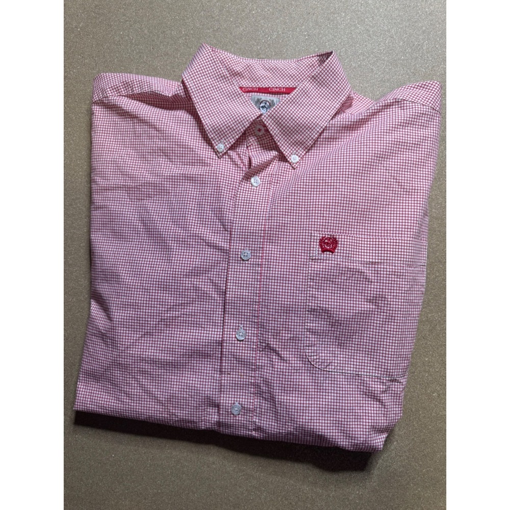 Cinch Red Checkered‎ Western Short Sleeve Button Up Shirt Mens Size M - Picture 6 of 9